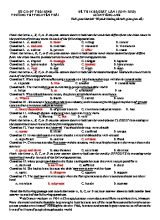 Đề thi khảo sát lần I môn Tiếng Anh Lớp 10 - Năm học 2019-2020 - Trường THPT Nguyễn Trãi (Kèm đáp án)